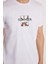 Erkek Slim Fit Dar Kesim %100 Pamuk Yumuşak Dokulu Baskılı Beyaz Bisiklet Yaka Tişört 3