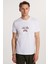 Erkek Slim Fit Dar Kesim %100 Pamuk Yumuşak Dokulu Baskılı Beyaz Bisiklet Yaka Tişört 4