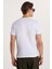 Erkek Slim Fit Dar Kesim %100 Pamuk Yumuşak Dokulu Baskılı Beyaz Bisiklet Yaka Tişört 5
