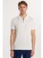 Erkek Slim Fit Dar Kesim Pamuklu Örme Triko Fermuarlı Beyaz Polo Yaka Tişört 4