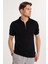 Erkek Slim Fit Dar Kesim Pamuklu Örme Triko Fermuarlı Siyah Polo Yaka Tişört 1