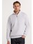 Unisex Relax Fit Rahat Kesim Pamuklu Içi Polarlı Yarım Fermuarlı Gri Dik Yaka Sweatshirt 2