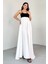 ELB-01769 Siyah Ayarlanabilir Askılı Beyaz Robadan Elbise 4