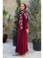 Taş Detaylı Pelerinli Elbise 3938 Bordo 2