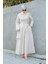Ispanyol Kol Detaylı Cotton Elbise-Bej 1