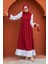 Jade Beyaz Garnili Elbise-Bordo 1