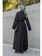 Ispanyol Kol Detaylı Cotton Elbise-Siyah 4