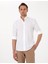 Erkek Beyaz Keten Görünümlü Slim Fit Uzun Kollu Gömlek 50307025-VR013 1