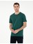 Erkek Koyu Yeşil %100 Pamuk Slim Fit Bisiklet Yaka Basic Tişört 50306980-VR079 1