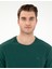 Erkek Koyu Yeşil %100 Pamuk Slim Fit Bisiklet Yaka Basic Tişört 50306980-VR079 2