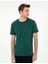 Erkek Koyu Yeşil %100 Pamuk Slim Fit Bisiklet Yaka Basic Tişört 50306980-VR079 3