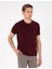 Erkek Bordo %100 Pamuk Slim Fit Bisiklet Yaka Basic Tişört 50306980-VR014 1