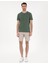 Erkek Haki %100 Pamuk Slim Fit Bisiklet Yaka Basic Tişört 50306980-VR027 4