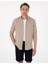 Erkek Vizon Keten Görünümlü Slim Fit Uzun Kollu Gömlek 50307025-VR052 1