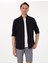 Erkek Siyah Keten Görünümlü Slim Fit Uzun Kollu Gömlek 50307025-VR046 1