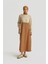 Paraşüt Kumaş Mix Örme Elbise ORTD9437 Camel 1