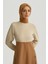 Paraşüt Kumaş Mix Örme Elbise ORTD9437 Camel 3