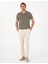 Erkek Bej Slim Fit Keten Karışımlı Çizgili Kanvas Pantolon 50301754-VR011 1
