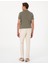 Erkek Bej Slim Fit Keten Karışımlı Çizgili Kanvas Pantolon 50301754-VR011 4