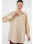 Çizgili Uzun Gömlek Tunik 5963 - Bej 1