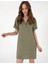 Kadın Haki Regular Fit Keten Kısa Dokuma Elbise 50309345-VR027 2