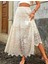 Yazlık Stil Orta Bel Etek, Bohem Tarzı Dantel Detayı Uzun Boy Kayısı Renk 1