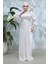 Drape Detaylı Taş Tesettür Abiye Elbise 50921TAS 1