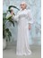 Drape Detaylı Taş Tesettür Abiye Elbise 50921TAS 3