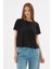 Dökümlü Viskon Crop Bluz Siyah 5