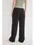 Yüksel Bel Geniş Paça Keten Pantolon Siyah 5