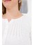 Yaka Nervürlü Büyük Beden Bluz Ekru 3