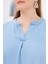 Yaka Detaylı Büyük Beden Bluz Buz Mavisi 3