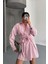 Pembe Çizgili Poplin Gömlek Elbise 4