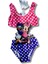 Kız Çocuk Minnie Mouse Daisy Figürlü Pembe Mor Puantiyeli Lastikli Mayokini Çocuk Mayo 1