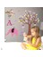 Kids Çocuk Odası Dekorasyonu Pembe Mor Sevimli Hayvanlar ve Ağaç Hediyelik Duvar Dekoru 3