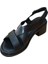 D25YS-2560-LX Kadın Deri 5 cm Kalın Topuklu Comfort Sandalet Beyaz 3