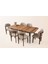 Ahşap Salon Yemek Masa Sandalye Takımı 6 Nergis Sandalyeli Ortadan Açılır Büyüyen Parlak Ceviz 90 x 160 1