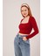 AYDOGANTICARET44 Kare Yaka Basic Bordo Bluz 4