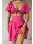 AYDOGANTICARET44 Fuşya Brode Crop ve Mini Etek Takım 3