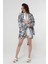 Naomi Siyah Geometrik Desen Kimono 2