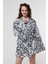 Naomi Siyah Geometrik Desen Kimono 1