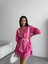 AYDOGANTICARET44 Keten Bel Büzgülü Bluz-Pantolon Takım - Fuşya 3