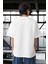 Cep Baskılı Iki Iplik Kumaş Pamuklu Oversize Erkek T-Shirt - Ekru 4