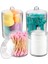 Home Qtip Tutucu, Makyaj Makyaj Düzenleyici Depolama, Kapaklı Şeffaf Plastik Eczacı Kavanozları, Banyo Pamuklu Çubuk Dispenseri, 2 x 10OZ ve 2 x 7OZ, 4'lü Paket, Kahverengi Ahşap Kapaklar, 1