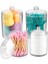 Home Qtip Tutucu, Makyaj Makyaj Düzenleyici Depolama, Kapaklı Şeffaf Plastik Eczacı Kavanozları, Banyo Pamuklu Çubuk Dispenseri, 2 x 10OZ ve 2 x 7OZ, 4'lü Paket, Kahverengi Ahşap Kapaklar, 2