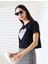 Kadın Kalp Dantel Detaylı Taşlı Crop T-Shirt 4