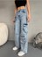 Kadın Yüksek Bel Özel Tasarım Cepli Straight Fit kargo jean 1