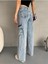 Kadın Yüksek Bel Özel Tasarım Cepli Straight Fit kargo jean 4