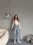 Açık Mavi Leopar Desenli Yanı Şeritli Yüksek Bel Wide leg jean 4