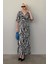 Siyah Zebra Desenli V Yaka Yarım Kollu Elbise MG2394 2